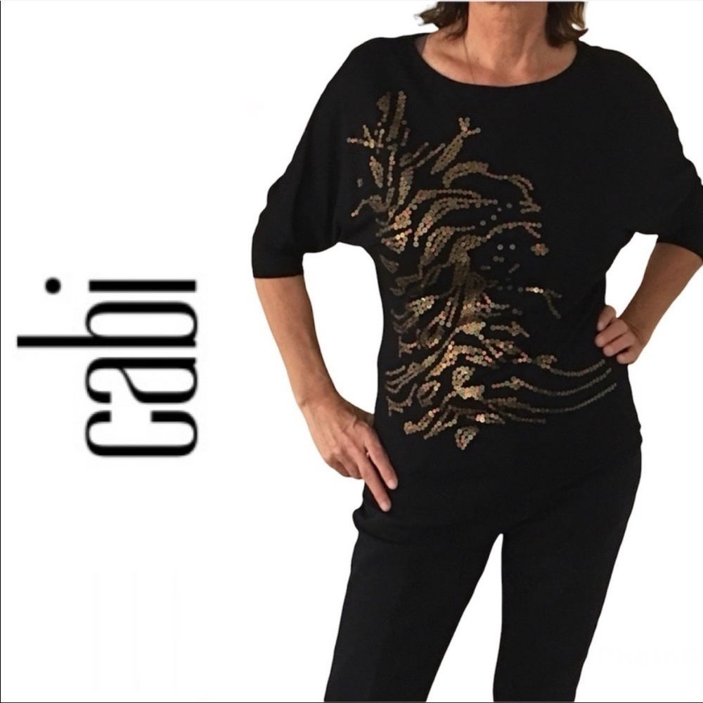 Cabi Cheri Black Dolman with Sequins